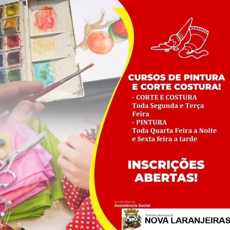 Vagas Abertas para o curso de Corte e Costura e Pintura em Tecidos 